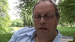 fat old man pounds thin young beauty's mouth deepthroat cum swallow