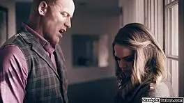 Stripper babe's lingerie ripped in hardcore deepthroat face-fucking!