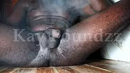 Guy moans loudly while jerking to huge cumshot after long day