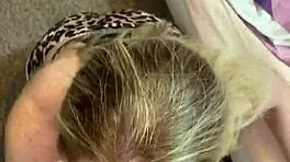 blonde babe deepthroats big cock in lingerie bedroom