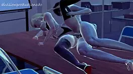 horny nicole slut fucked hard in office lingerie 3d hentai