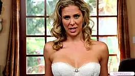 lesbian milf straps on for young anal play session