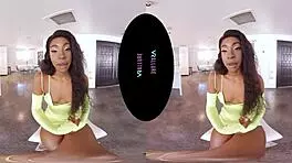 Hey amari, how's that vr game feel with toys riding your shaved pussy hard?