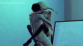 horny nicole slut fucked hard in office lingerie 3d hentai