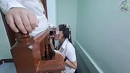 thai teen gives intriguing pov blowjob outdoors