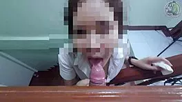 thai teen gives intriguing pov blowjob outdoors