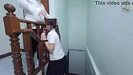 thai teen gives intriguing pov blowjob outdoors