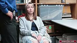 Brunette shoplifter caught ripped clothes banged monster cock