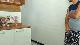 Risky quickie with hubby's buddy while he showers nearby