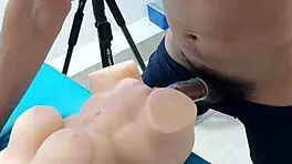 Young guy strokes hard with kinky toy another wild session
