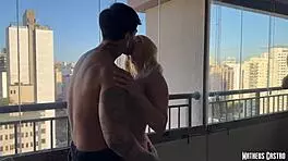 Blonde Wife Vivian Lola Teases on New Apartment Balcony