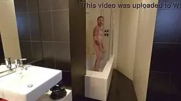 marina gold cums real hard from reverse pov shower anal gape and face fuck