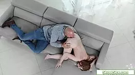 Redhead babe climbs big cock, ready for doggystyle? 🔥😏