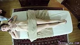 teen babe enjoys relaxing throat massage session