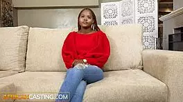 uh cute ebony teen pussy gets railed hard by huge bwc in casting...