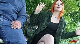 german redhead ice foxy screams in mmf threesome with older fan