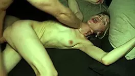 Skinny squirting babe Milky Way rides cock moaning in juicy creampie