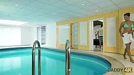 czech dad fills young girl's mouth with cum after pool sex