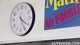 Bubbly brunette pounds teacher's cock hard