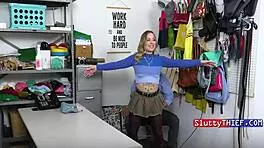 Pawg shoplifter caught again begging rough office garage fuck punishment