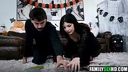 brunette virgin lingerie first time hardcore halloween fuck