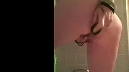 Skinny young girl masturbates dildo ass to mouth suck