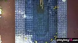 Passionate Skinny Asian Teen 18+ Lily Andrews Strips Naked Poolside Showing Natural Big Tits