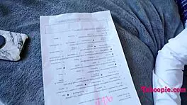 Petite nerd joins friend for stepbro threesome pounding