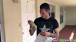 Renee Roulette gags on deep throat blowjob with toy embarrassment