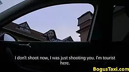 European Teen Doggystyled Ruthlessly by Taxi Driver in Public Car Ride.