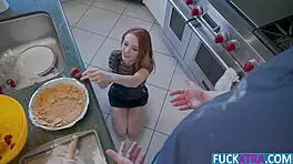 Madi Collins Takes Big Chocolate Cock Kitchen Pound