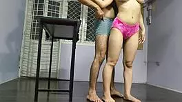 friends wife sneaks bent over desk blowjob and doggystyle