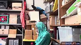 hijab shoplifter's cute face hides rough pounding