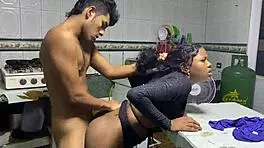 Colombian transsexual in lingerie gets bent over fucked doggystyle and missionary