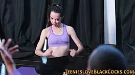 teen grinds hard on massive interracial schlong ride