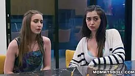 Mellanie Monroe, Laney Grey and Chloe Surreal share scorching hot lesbian kissing and fingering orgy