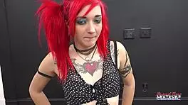 Petite Redhead Jackie Teases Big Cock Swallow