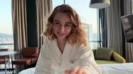 wake to blondes perfect curves glistening with morning cum delight