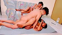 Real Homemade Group 3some with Petite Skinny Squirting