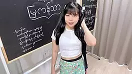 Cute asian teen uniform seduces teacher anal pussy horny classroom