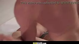 Brunette Euro Amateur Takes Big Cock in Pussy Ass Mouth Facial