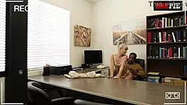 Office Colleague Craves Intense Interracial Office Interaction