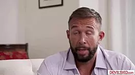 Husband wife team spitroast petite blonde friend anal deepthroat double penetration toys