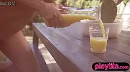 petite latina strips outdoors flashing juicy big tits