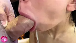 fucked girlfriend hard doggystyle with blowjob closeup then cum on her big ass