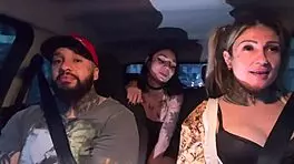 Rideshare babe sucks tiny hard tits till backseat cum explosion 🚗💦