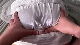 Friends petite blonde girlfriend begs for pussy rub without penetration