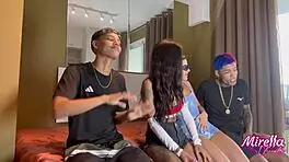 called partner over to tease two fresh young cuties around