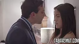 Petite brunette savors sensual lick before riding partner intimately