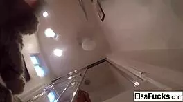 Tight blonde teen elsa jams toys deep in wet pussy